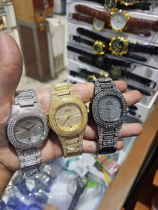 Fashion Iced Out Watch for Men & Women Luxury Diamond Unisex Watches Hip Hop Calendar Quartz