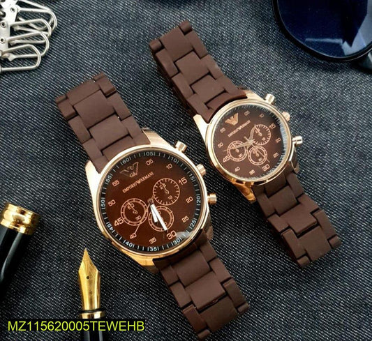 100% Imported Premium Quality Brown Couple Watch