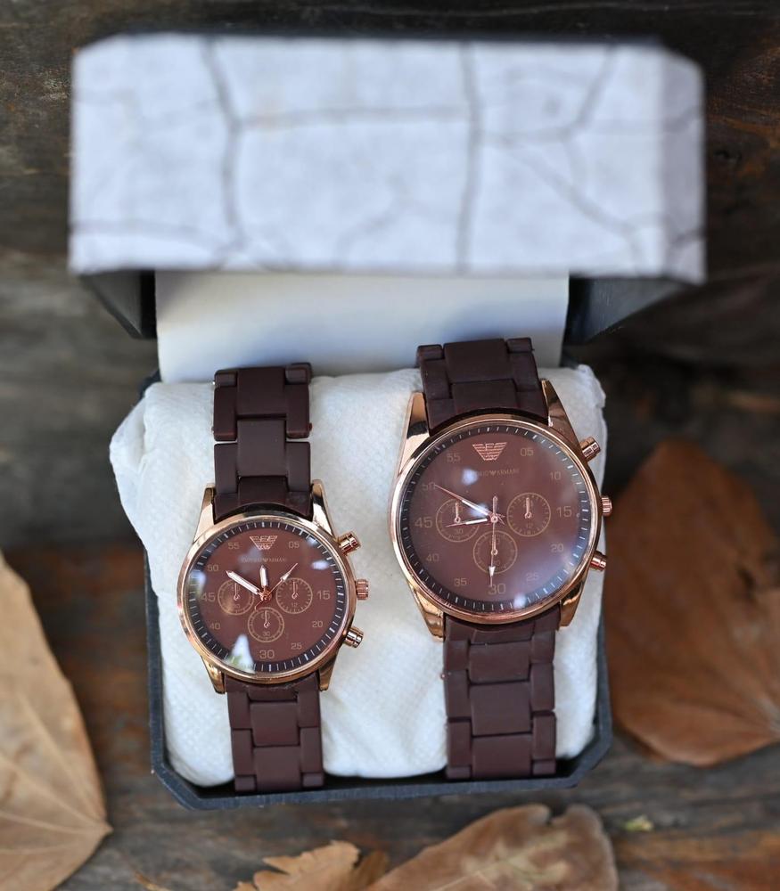 100% Imported Premium Quality Brown Couple Watch