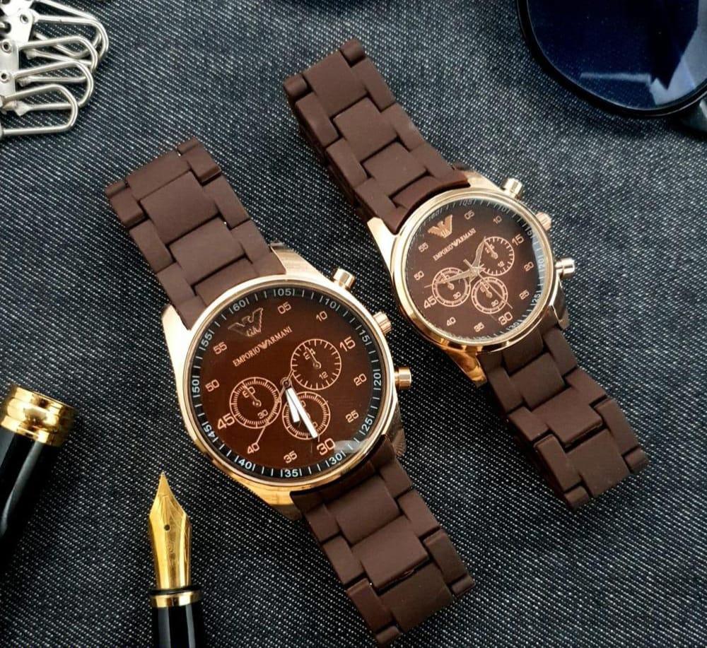 100% Imported Premium Quality Brown Couple Watch