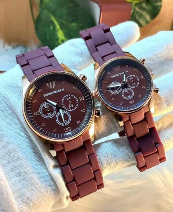 100% Imported Premium Quality Brown Couple Watch